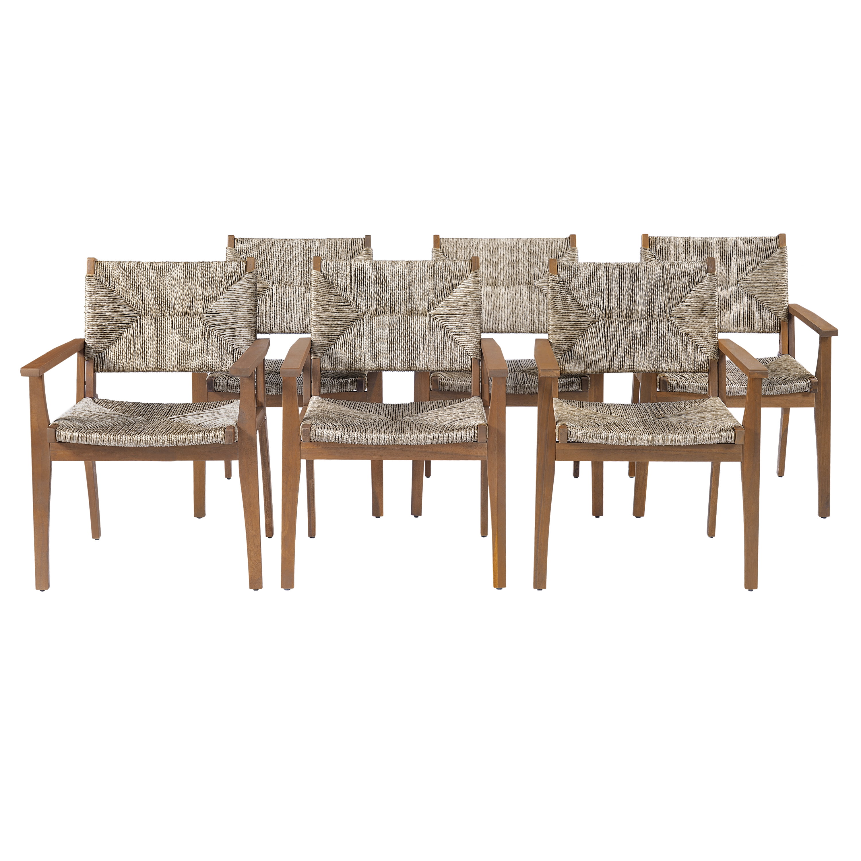 Dining Chair, Outdoor Acacia Wood Frame Handwoven Wicker Seat Chair for Patio Garden, Brown
