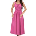 thumbnail image 1 of Vestido Sexy para las Mujeres de Color Sólido sin Mangas Elasticidad Retractar Cintura Plegado, Camisola Largo Maxi Vestido, 1 of 9
