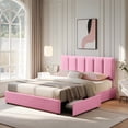 thumbnail image 6 of VECELO Queen Size Bed Frame with 4 Storage Drawers, Upholstered Platform Bed Frame with Adjustable Headboard, Wood Slat Support/Easy Assembly, Pink, 6 of 10