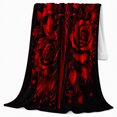 thumbnail image 2 of Red Roses with Dagger on Black, Dramatic Gothic Style for Dark Art Lovers, Crimson Floral Blade Scene and Valentine's Day Gift, Cozy Flannel Blanket for Bedroom and Reading Nook, Home Decor, 2 of 9