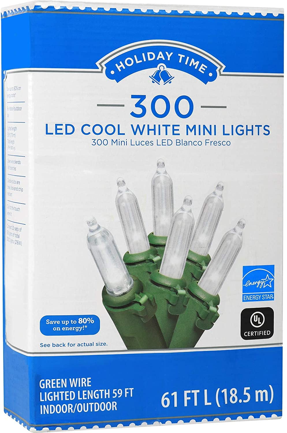 Details about   300 Mini Lights Indoor Outdoor Holiday Light Multi Colors Green wire 61.5 ft 