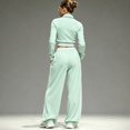 thumbnail image 5 of WULMLEO Quarter Zip Crop Sweatshirt And Wide Leg Sweatpants Matching Sets for Women Casual Lounge Vacation Outfits With Pockets Mint Green XL, 5 of 7