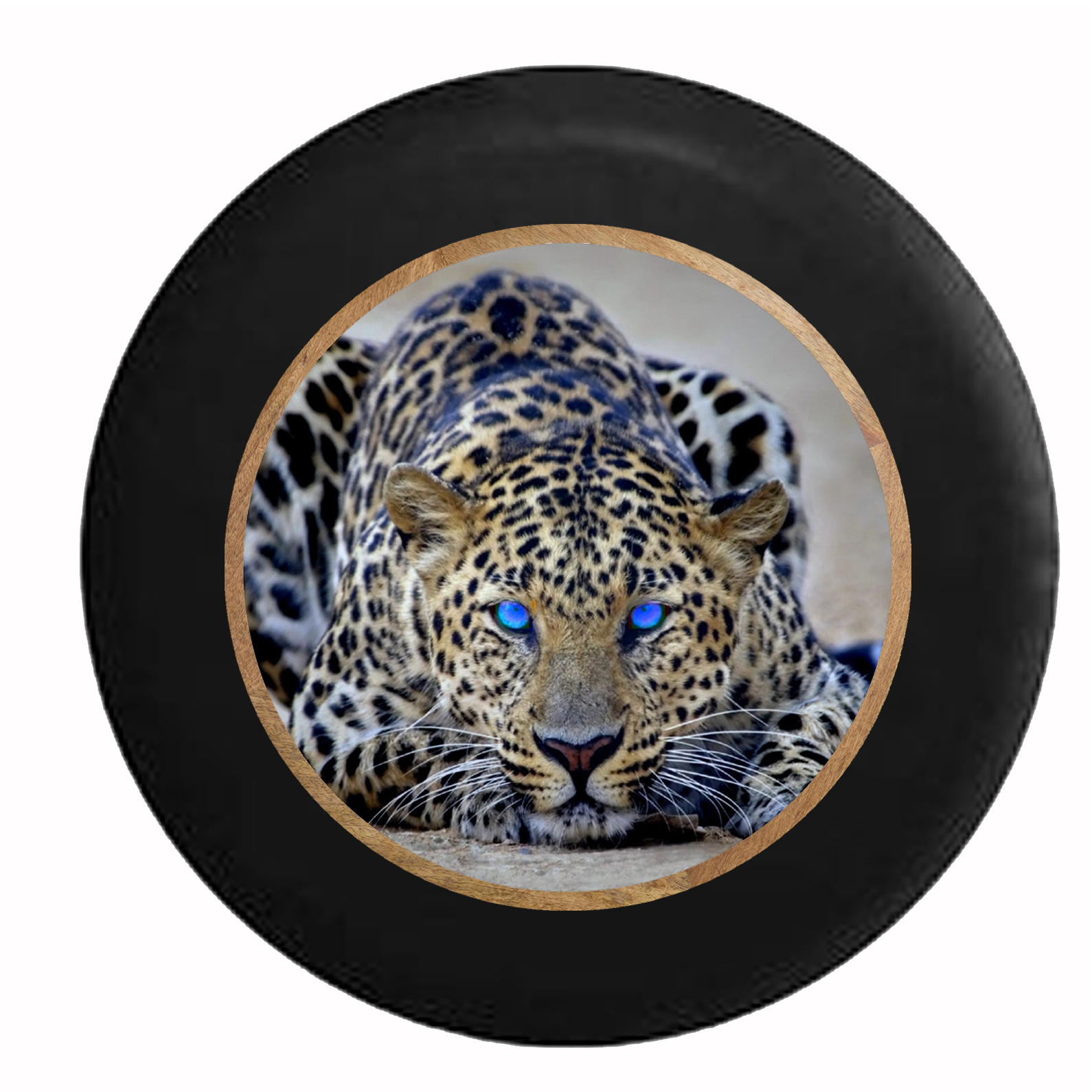 Bright Blue Eyes on Leopard Cheetah Big Cat Jeep RV Camper Spare Tire