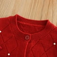 thumbnail image 6 of IVEYRTF Childrens Knitted Sweater Cardigan Two Piece Set with Floral Print Tops and Skirt Sweet Cute Outfit for Girls Fall Winter Long Sleeve Round Neck Shirt and Skirt(Red#2,7-8 Years), 6 of 9
