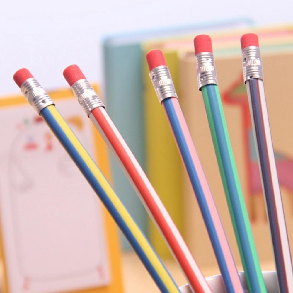 Newway Children's Cute Colorful Striped Bending Wooden Lead Pencils Kids Writing Supplies Office And School Stationery
