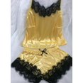 thumbnail image 1 of Conjunto de pijama de satén elástico con cuello en v para mujer, lencería Sexy de encaje con lazo, pantalones cortos para dormir, ropa de dormir, novedad, 1 of 4