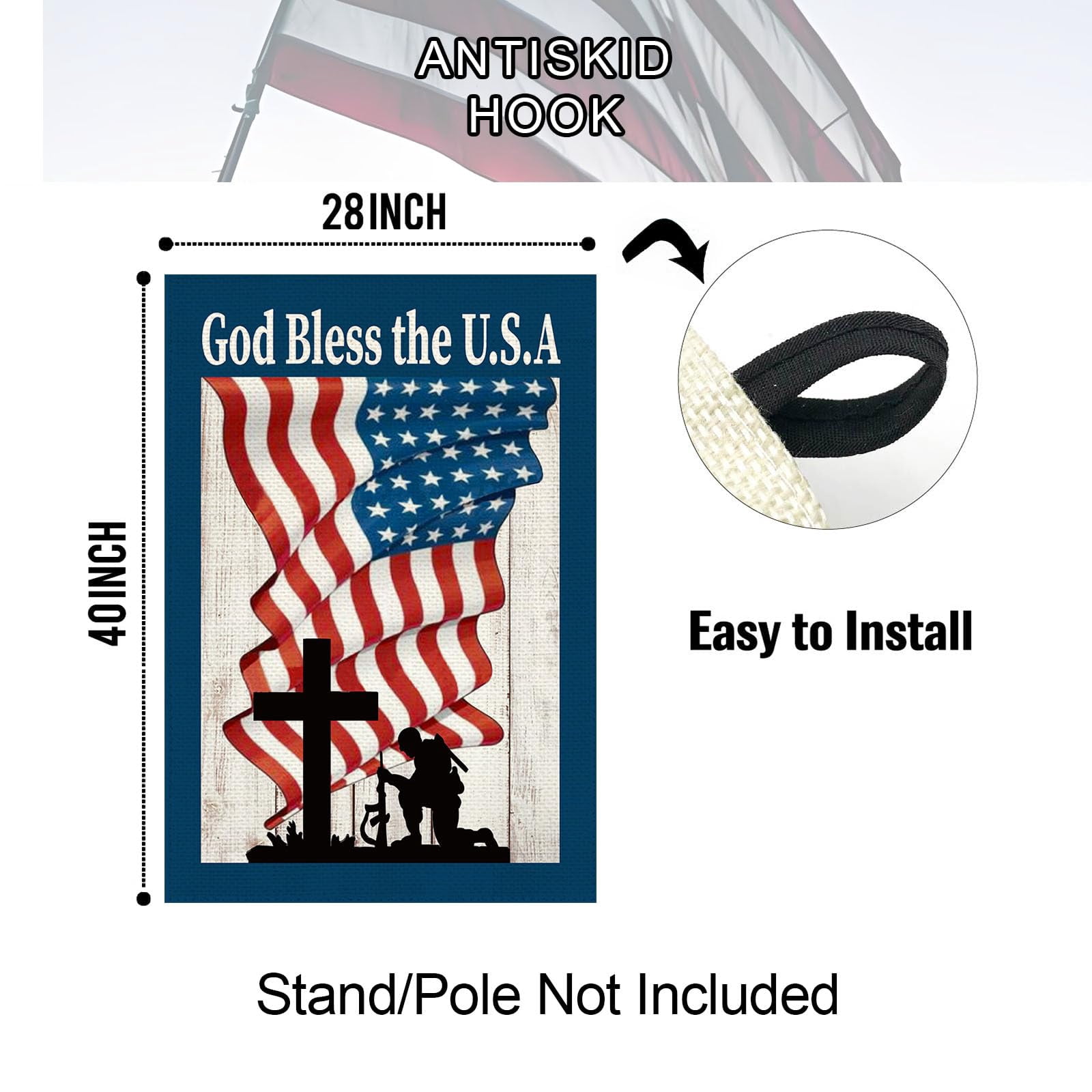 4th of July Patriotic House Flag God Bless America Memorial Day Double Sided Garden Flag Independence Day Large House Yard Flag Outdoor Outside Holiday Decoration 28 X 40 Inch