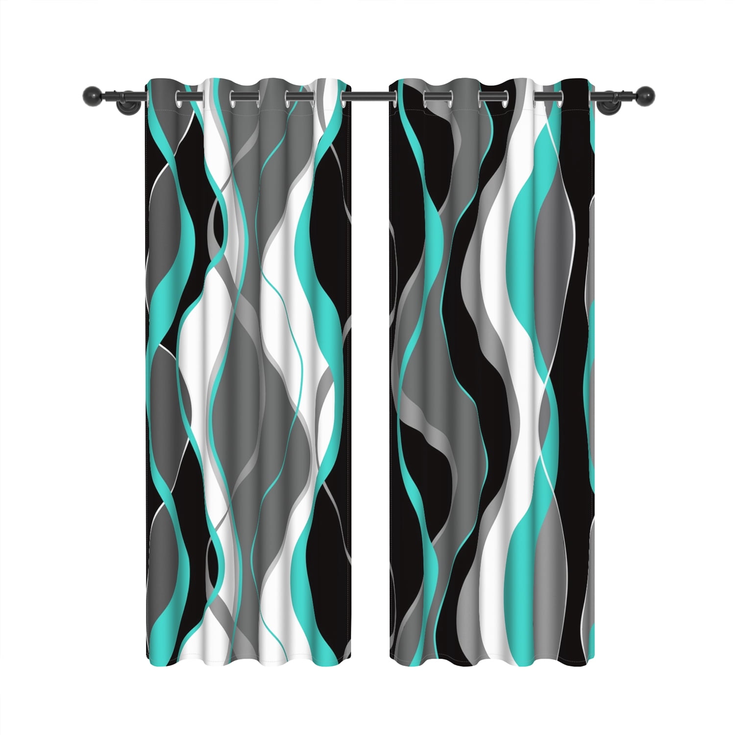 Lfeey Blackout Drapes Thermal Insulated Room Darkening Curtains, Cyan Gray, 2 Panels set