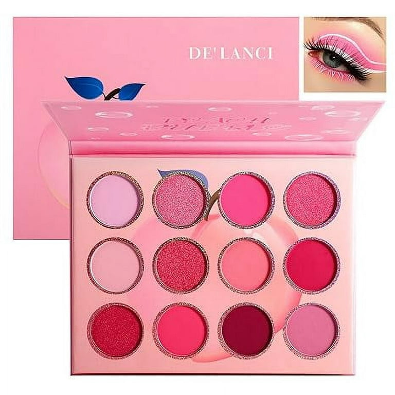Pink Eyeshadow Palette, 12 Colors Peach Pink Red Matte Shimmer Mini Makeup  Eyeshadow Pallet,High Pigmented Blendable Long-Lasting Eyeshadow Pallets 