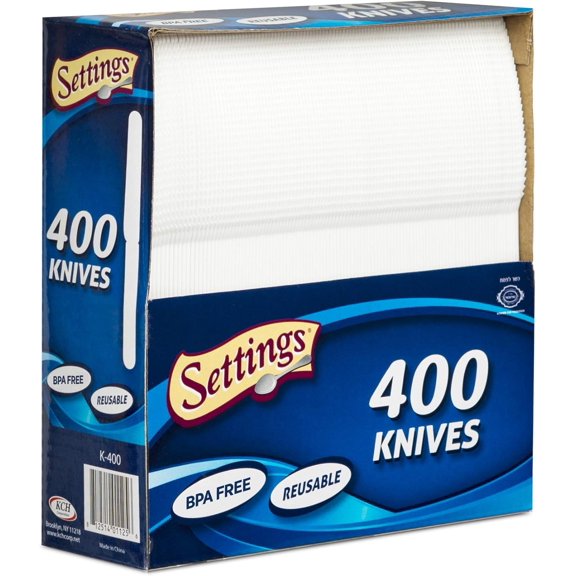 Cutlery 400 Count Disposable Plastic White Knives