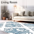 thumbnail image 2 of ODIKA 4'x6' Machine Washable Non-Slip Area Rug, Vintage Damask Scroll Ornamental Flourish Design High Traffic Rug with Pad, Blue, 568379, 2 of 8