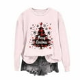 thumbnail image 4 of SwiftWear Pink Christmas Themed Crewneck Pullover Sweatshirt for Women - Holiday Print Long Sleeve Tops Cozy No-Hood Design with Festive Graphic, 4 of 6