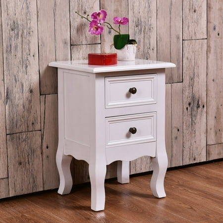 Table Hand Carved 5 Drawer - Costway White Curved Legs Accent Side End Table Nigh stand Furniture W/2 Drawers