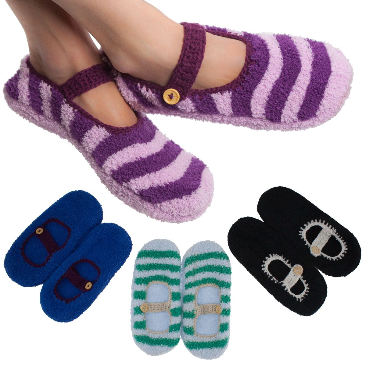 4 Pairs Women's Mary Jane Slipper Socks 