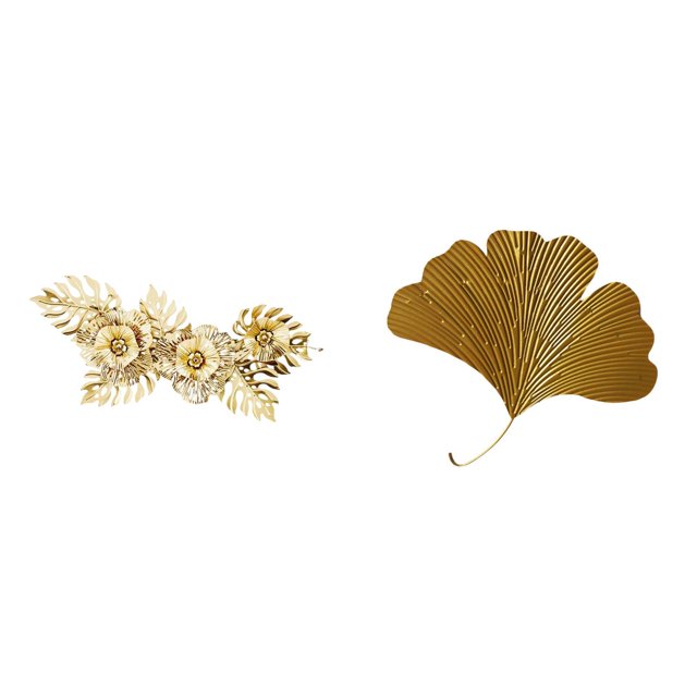 Escultura decorativa abstracta de metal con hojas de ginkgo de hierro forjado nórdico para sala de estar, comedor, oficina, hotel y restaurante.
