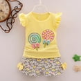 thumbnail image 6 of XXWXYD Toddler Girls Lollipop Floral 2-Piece Summer Outfit Short Sleeve T-Shirt & Elastic Waist Shorts Casual Cotton Play Clothes Set, 6 of 8