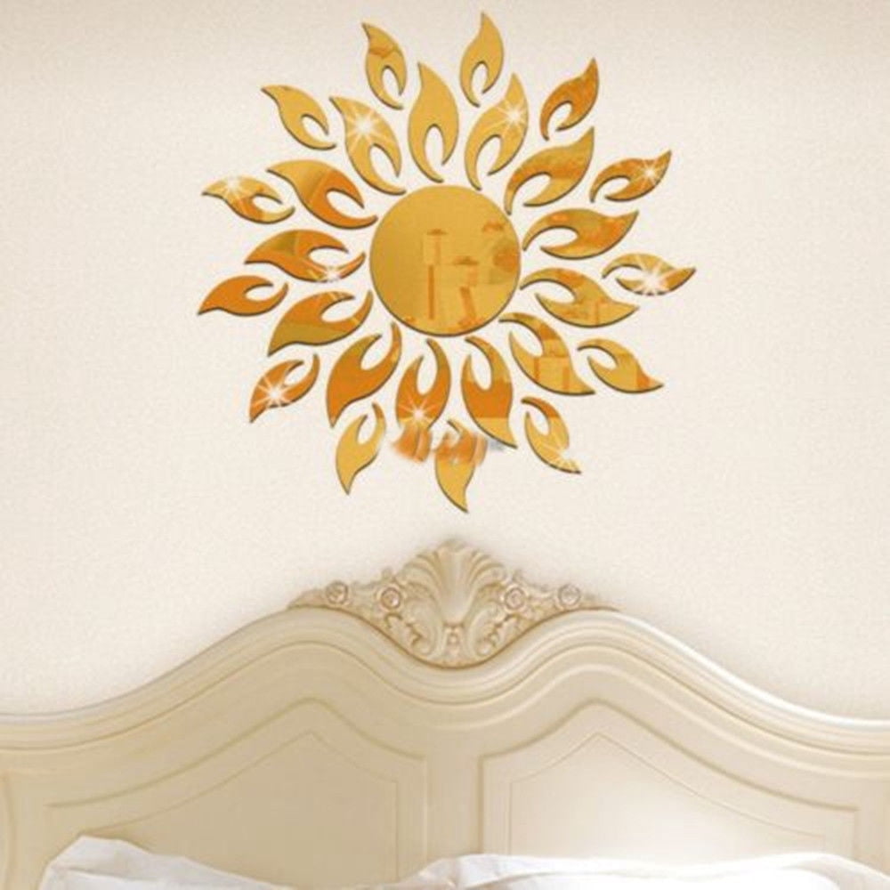 High quality Sun Shine Modern Acrylic Plastic Mirror Wall Home Decal Decor Vinyl Stickers