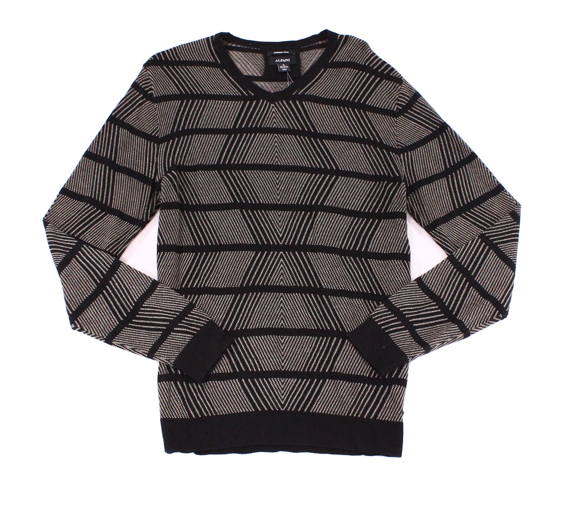 Alfani Mens Cashmere Blend Geometric Crewneck Sweater 