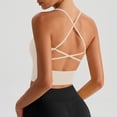 thumbnail image 5 of Wo-Fusoul Sports Bra for Women, Solid Color Elastic High-Impact Support with Removable Pads, Light Beige, 5 of 5