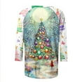 thumbnail image 4 of LEKWK Christmas Sparkly Tops for Women Xmas Raglan Crew Neck 3/4 Sleeve Tshirts Cute Holiday Tops for Women Trendy Women Christmas Sweater, 4 of 5
