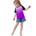 thumbnail image 6 of Kids Raglan Baseball T-Shirts Boys Girls Gradient Cotton Tops Short Sleeve Crew Neck Summer Casual Tees Color Block T Shirts Size 3-14, Purple, 4 Years, 6 of 7