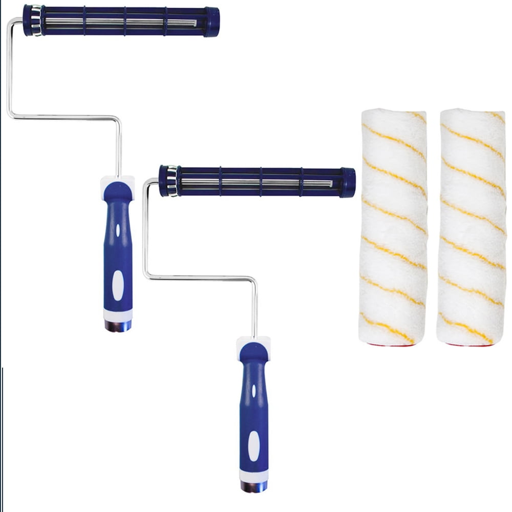 2 X Paint Roller Brush Plastic 9' Handle Painting Painter Supplies Metal Tool