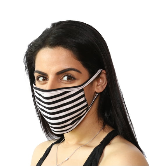 2 Pk Unisex Striped Washable Reusable Face Mask & Cover for Men and Women - 2 Layers Breathable Soft Fabric Made in USA