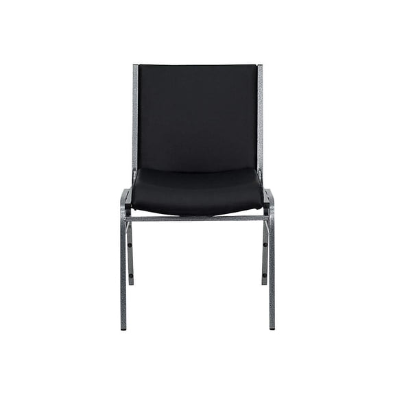 Bowery Hill Upholstered Stacking Chair in Black Vinyl
