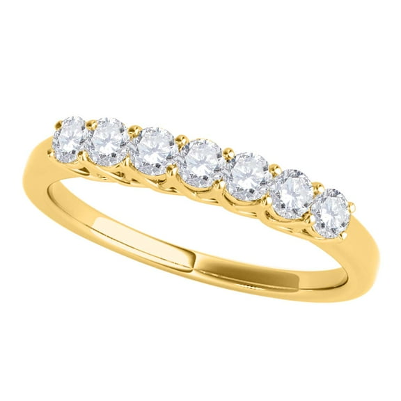 AoneJewelry 0.55 Carat Diamond ( H-I/ I1-I2 ) Seven Stone Wedding Band In 10K Yellow Solid Gold