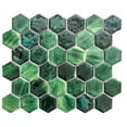 thumbnail image 3 of The Tile Life Agate 2 in x 2 in Hexagon Emerald Glossy Porcelain Mosaic Wall Tile 1 Sheet, 3 of 15