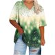 thumbnail image 3 of Tamaño Más Manga Corta Tops para la Impresión de Cuello en V de las Mujeres, Color Sólido Base de Verano Blusa Casual, 3 of 6