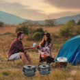 thumbnail image 4 of Camping de camping ligero PAN sobre EL JUEGO de CAFILLOS de CAFIL de ALUMINIO para 2-3 PERSONAS, TRABAJA de CUBIERTAS de CUBIERTAS UTENSILO de UTENSIL Soledad Utensilios de cocina al aire libre, 4 of 9