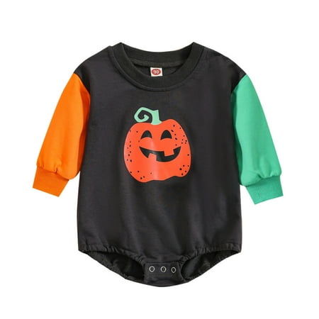 

nsendm Baby Western Outfit Infant Boys Girls Halloween Long Sleeve Patchwork Colour 12 to 18 Month Girl Clothes Black 3-6 Months
