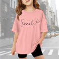 thumbnail image 2 of Shirts for Girls Size 3-4 Short Sleeve Casual Round Neck Fashion Cool Graphic Tees Soft Comfy Beach Wear Summer Clothes(Letter, A03-Pink, 3-4 Years), 2 of 6