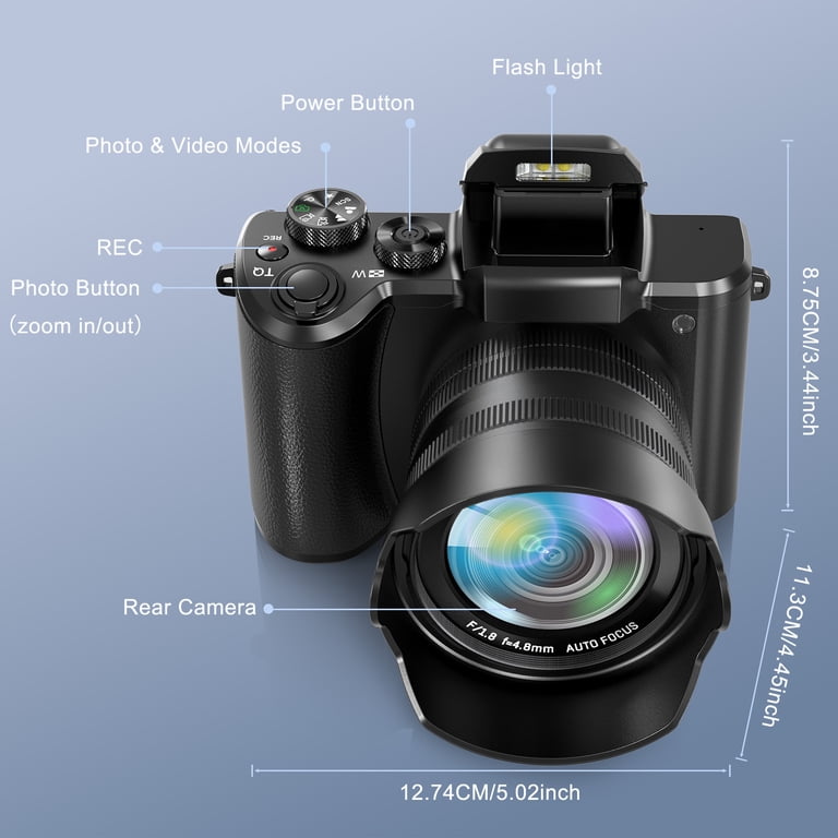 Appareil Photo Compact 4K Pour Ados 58Mp Hd Ecran Ips 2.88 Pouces Zoom 16X Autofocus Facile À