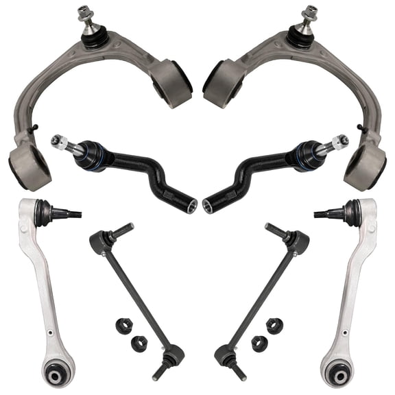 Detroit Axle - RWD 8pc Front End Kit for 2014-2015 Cadillac CTS, 4 Lower Rearward and Upper Control Arms with Ball Joints 2 Sway Bars 2 Outer Tie Rods Replacement