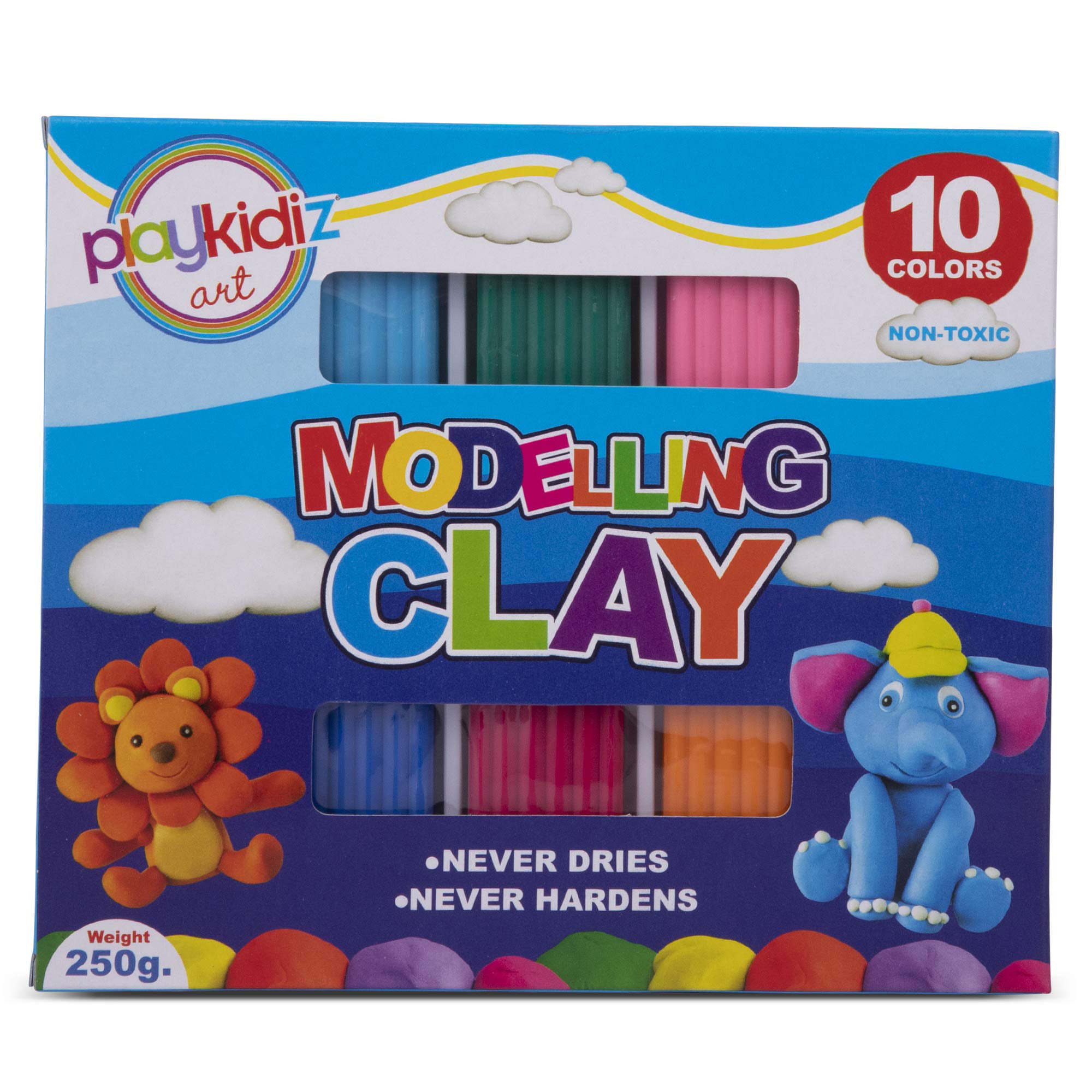 Playkidiz Art Modeling Clay 8 Colors in PVC Clam Shell Box, Beginners Pack  480 Grams, STEM Educational DIY Molding Set, at Home Crafts for Kids - Toys  4 U