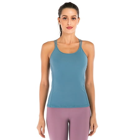 Workout Tank Tops for Women with Built in Bra Athletic Camisole Strappy  Back Yoga Tanks 