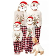 Qiylii Parent-child Matching, Christmas Pajamas Set, Elk Top Plaid Trousers