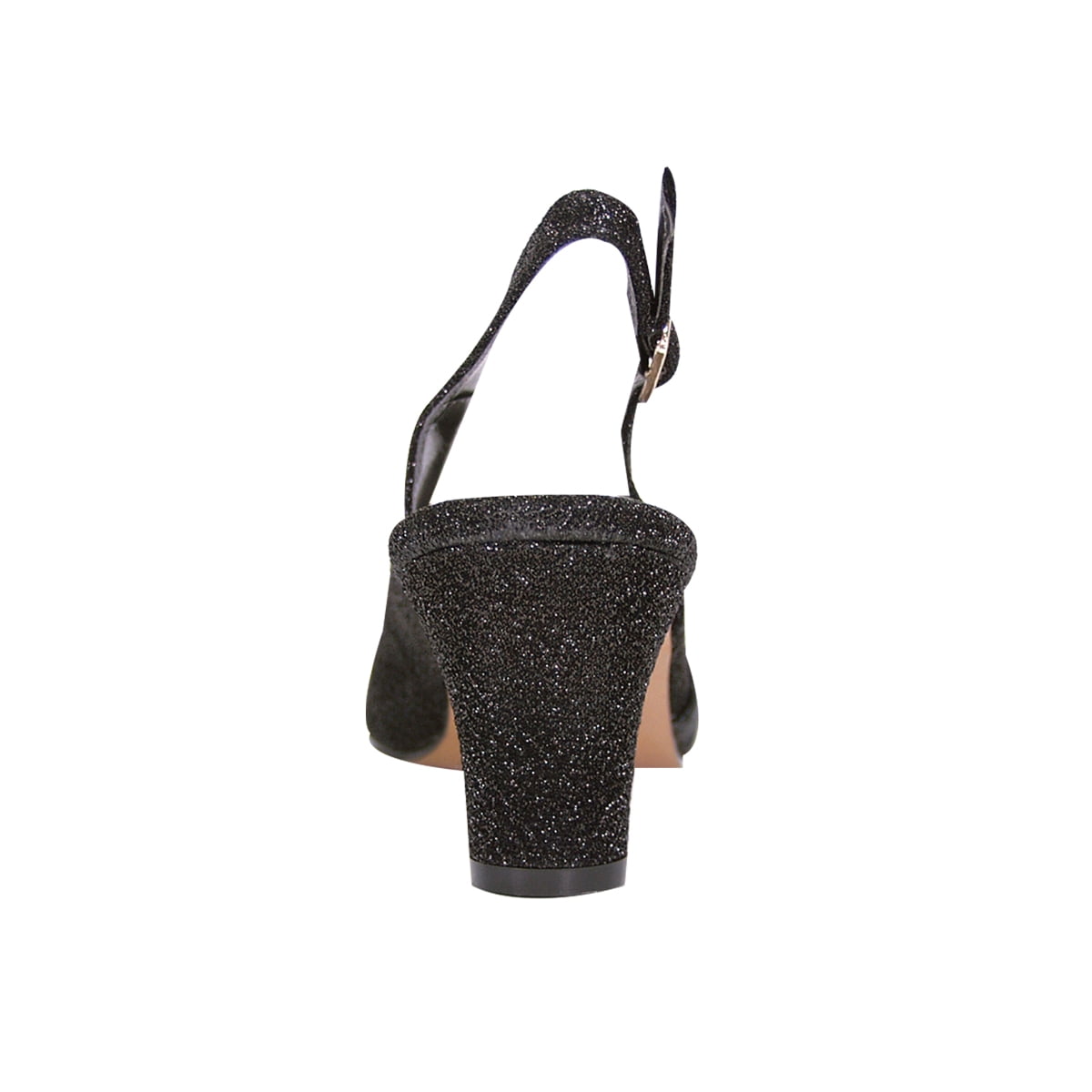 FLORAL Layla Women's Wide Width Glittery Slingback with Pleated Front Crystals BLACK 12