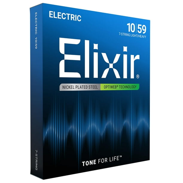 Cuerdas Elixir para guitarra eléctrica, acero niquelado, 7 cuerdas