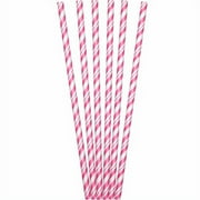 Creative Converting Pink and White Paper Straws, 24-Pack