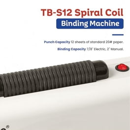 TIANSE Spiral Coil Binding Machine, Manual Book Maker Punch Binder With Electric Coil Inserter, Disengaging Pins, Adjustable Side Margin, Comes With