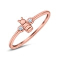 thumbnail image 3 of Rose Tone, Simulated Cubic Zirconia Size-5 Bumble Bee Wedding Band Ring 925 Sterling Silver, 3 of 7