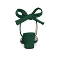thumbnail image 2 of BLISSFUL STEP Women's Shoes Lace-Up Bow Chunky Heel Open Toe Strappy Sandals Green 9, 2 of 7