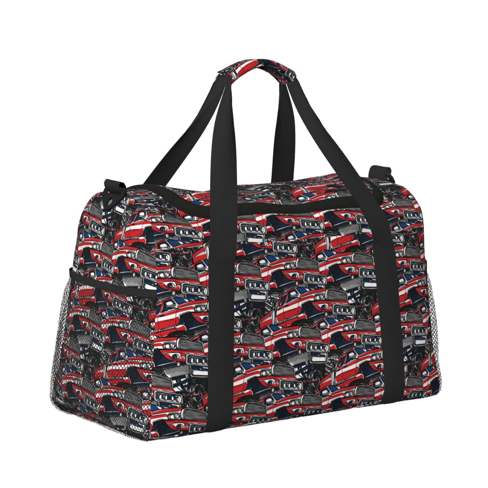 Fuzoiu Red And Blue Cars Print Travel Duffle Bag,Carry On Tote Bags,Duffel Bag,Sport Gym Bag, Hospital Bag for Labor and Delivery, Overnight Bag,Luggage Bag