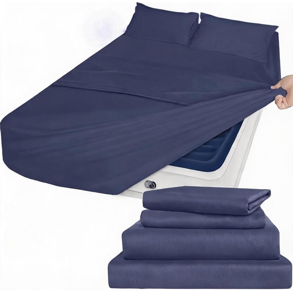 Queen Sheet Set Deep Pocket 4 Piece Navy Blue