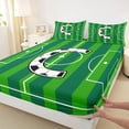 thumbnail image 4 of Erosebridal Modern Soccer Court Pattern Kids Bed Sheets,Letter C Monogrammed King Sheets For Boys Teens 4 Pieces, 4 of 6