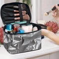thumbnail image 4 of HELLHERO Portable Travel Cosmetic Bags Pleated Aluminum Foil Design Effortless Organization Airport Airline Vacation Organization 8.86 x 6.5 x 5.9 Inches, 4 of 5