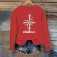 thumbnail image 6 of SYMOID women's red christmas cross sweatshirt, cotton oversized crewneck with festive graphic for ch-ch holiday casual,Size S, 6 of 6